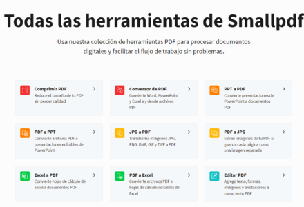 Smallpdf eines online que permet editar arxius PDF.