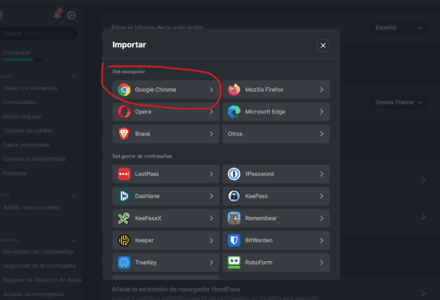 Com importar contrasenyes de Chrome a Nordpass?